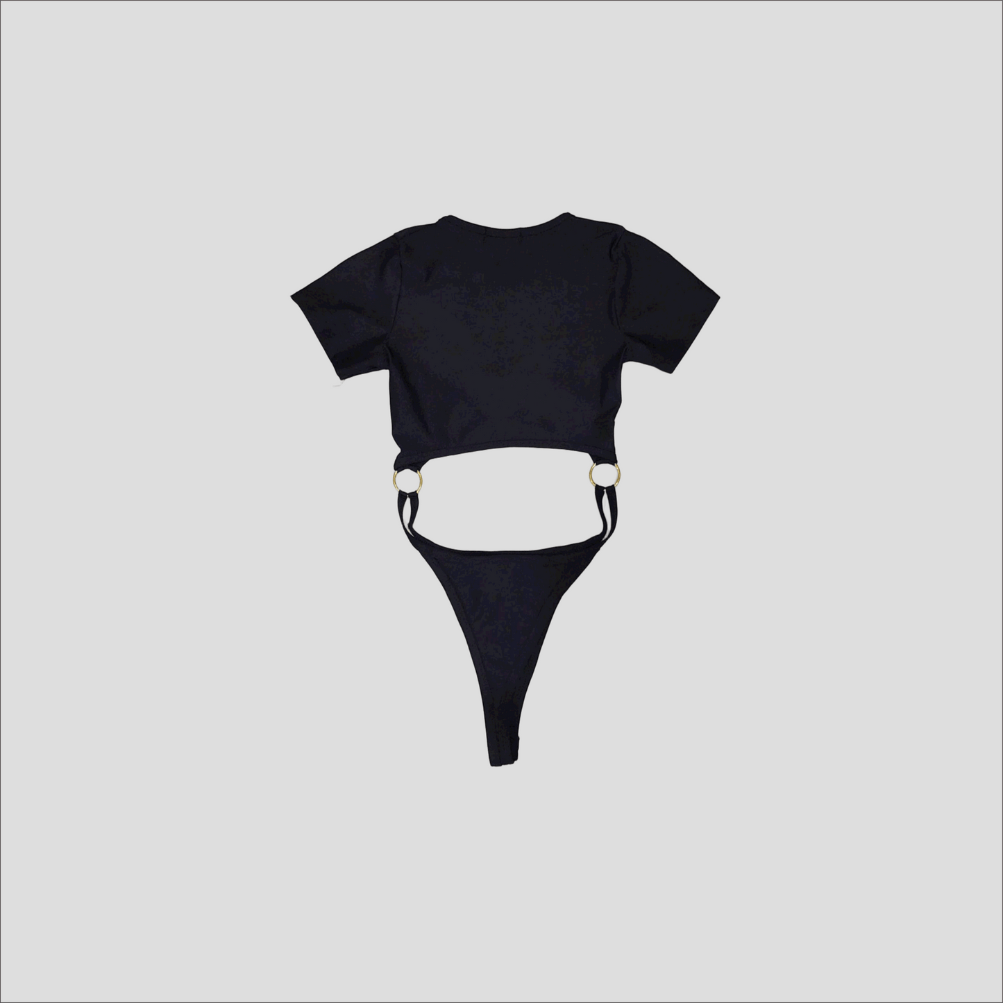Bodysuit Crop Negro con Aros
