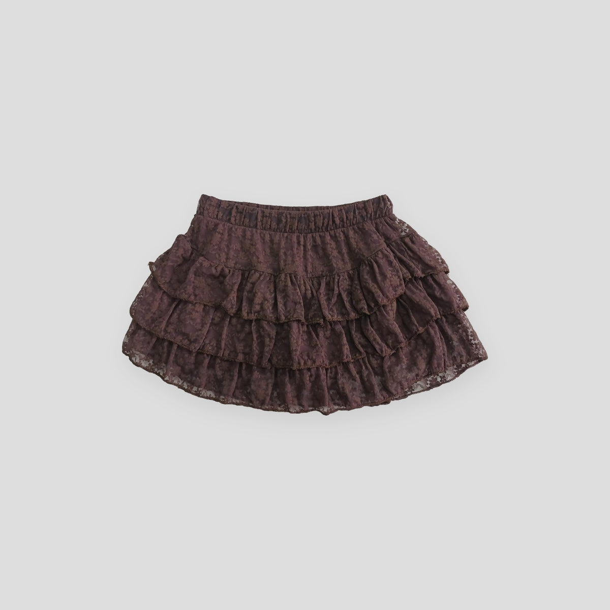 Falda Encaje de Volantes - Café