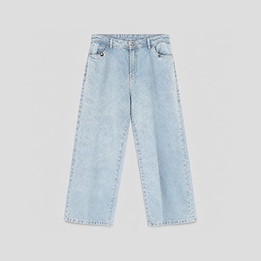 Jean Wide Leg Raw Hem - Azul Claro - frente