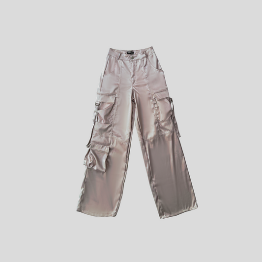 Pantalón Cargo Satinado - Beige