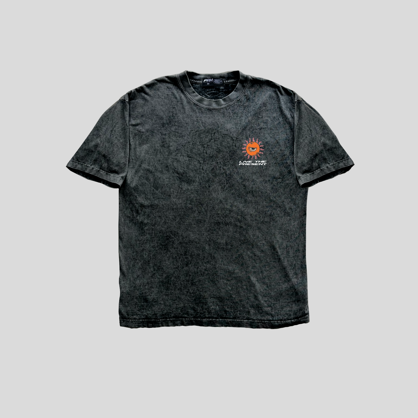 Camiseta Acid Wash Present - Gris Claro
