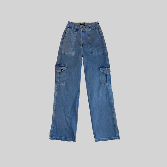 Pantalón Cargo - Denim Medio