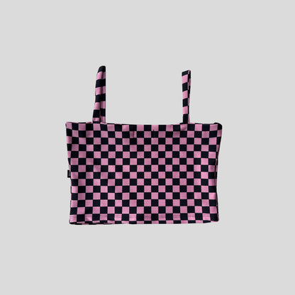 Top Ajedréz - Fucsia y negro