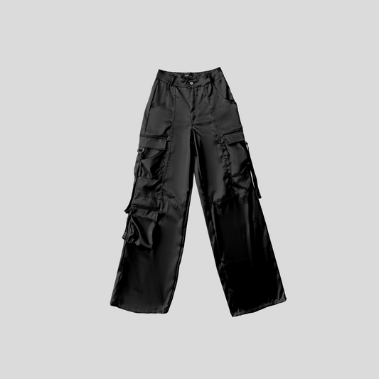 Pantalón Cargo Satinado - Negro