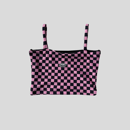 Top Ajedréz - Fucsia y negro