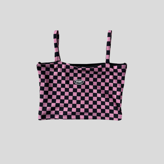 Top Ajedréz - Fucsia y negro