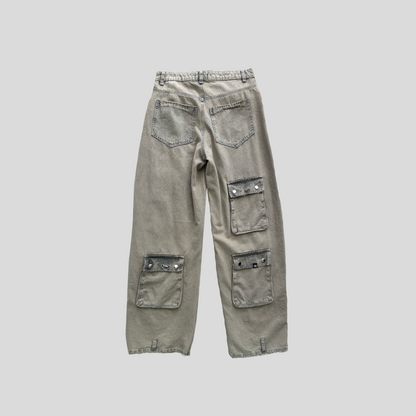 Pantalón Cargo Acid Wash - Beige