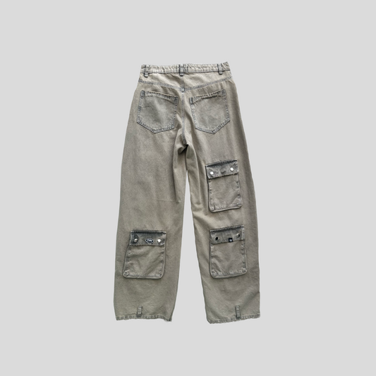 Pantalón Cargo Acid Wash - Beige