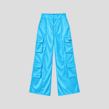 Pantalón Cargo Satín Frequency Turquesa - frente