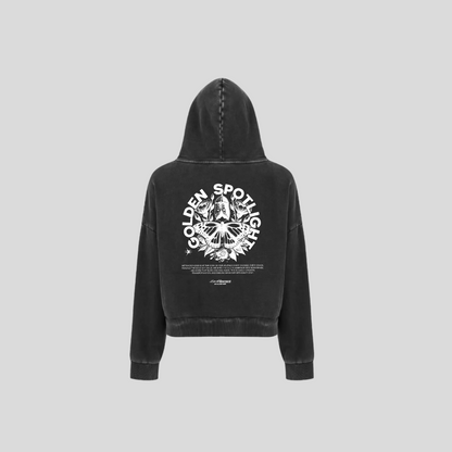Hoodie Acid Wash Golden Spotlight - Gris