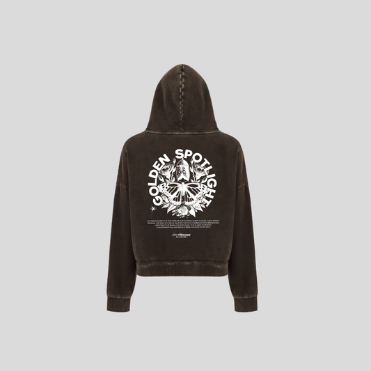 Hoodie Acid Wash Golden Spotlight - Café