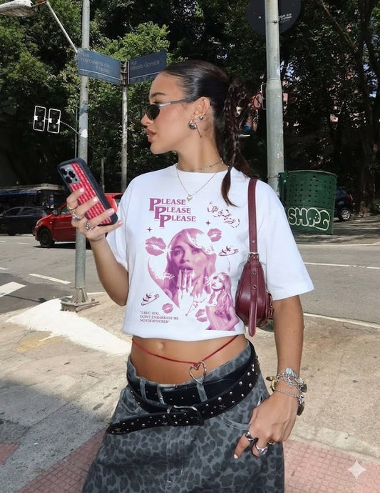 Camiseta Espresso Girl Cropped - Blanco